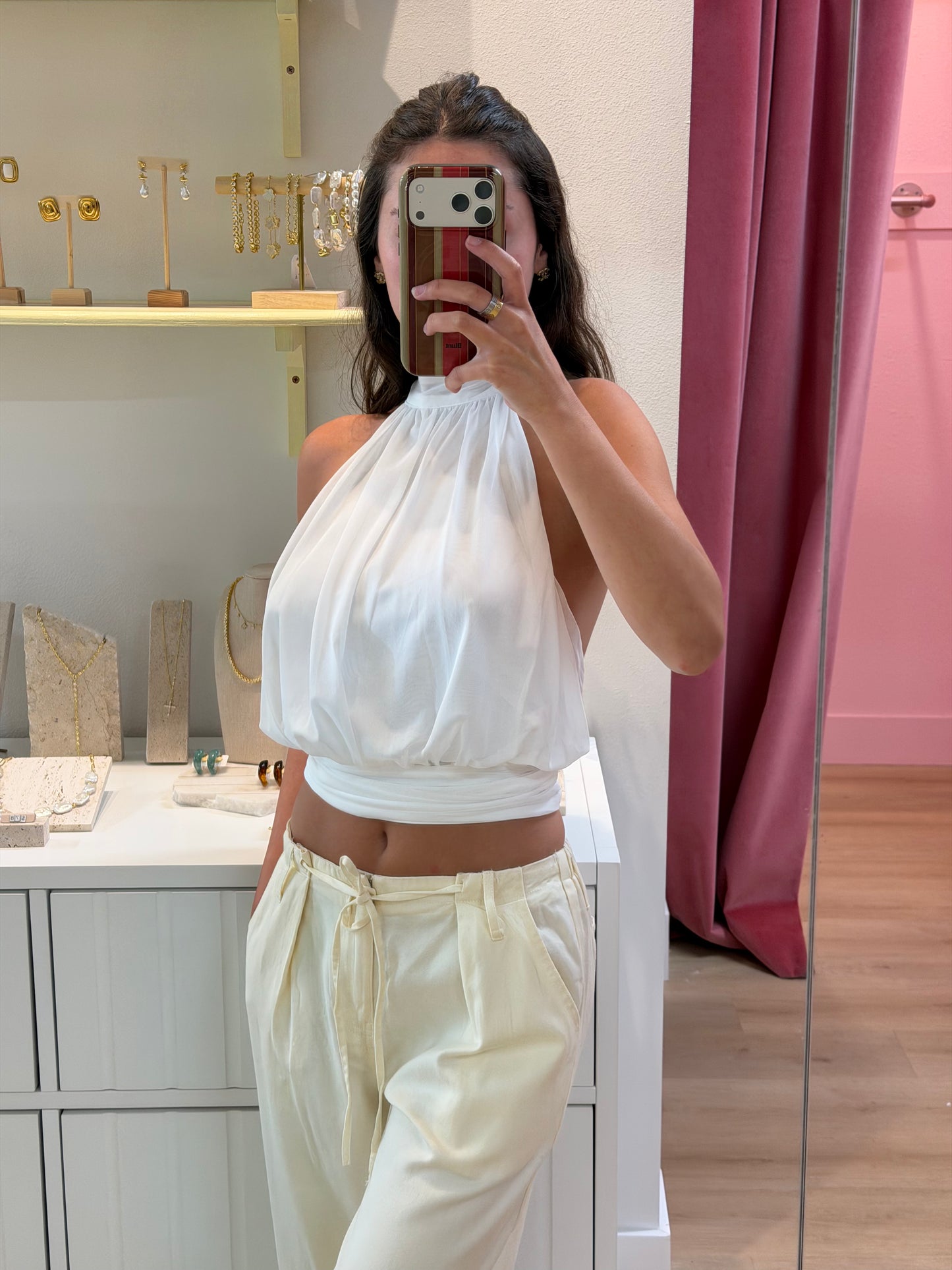 Daisy Halter Top - White
