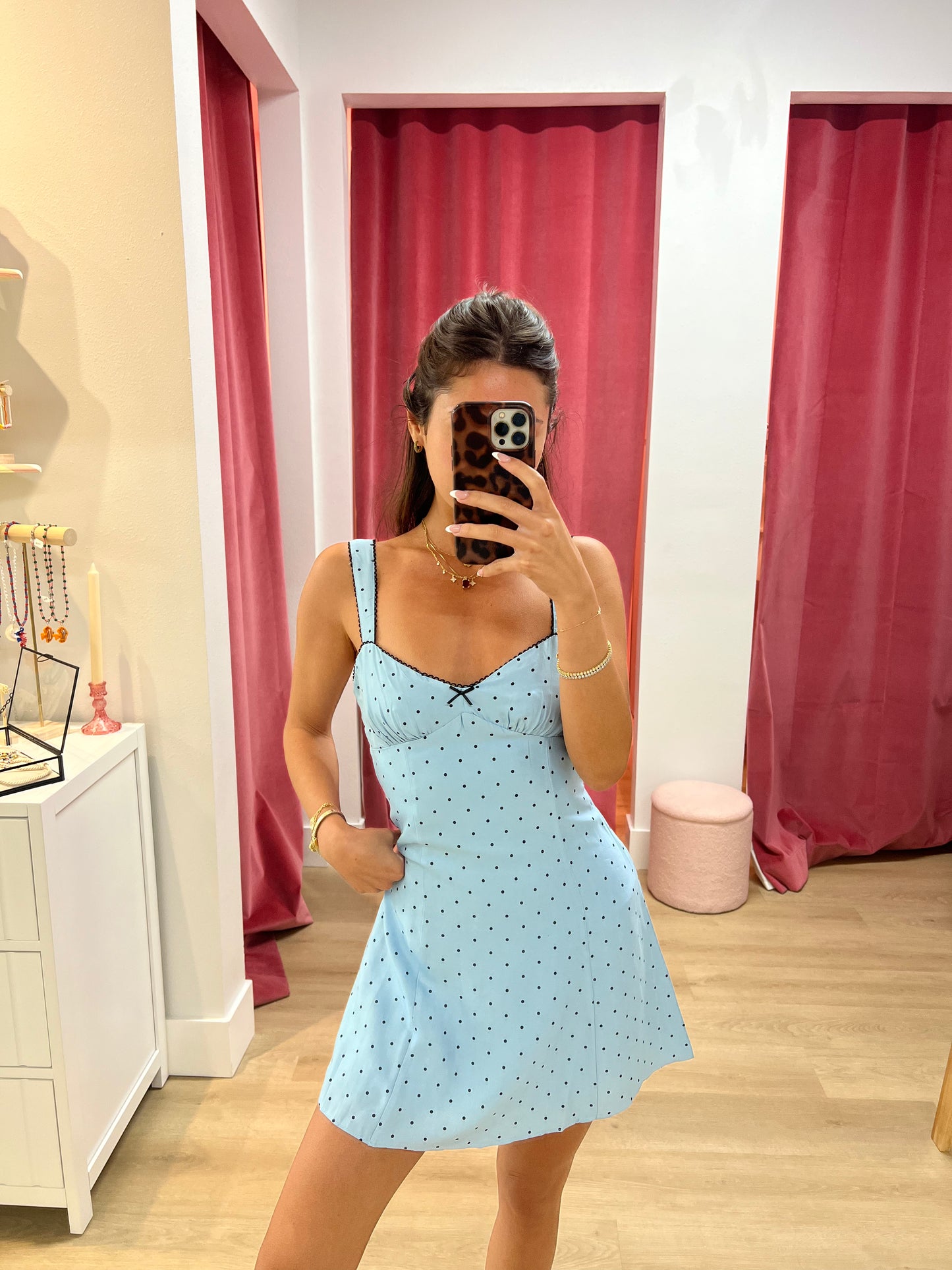 Bailey Polka Dot Mini Dress - Blue