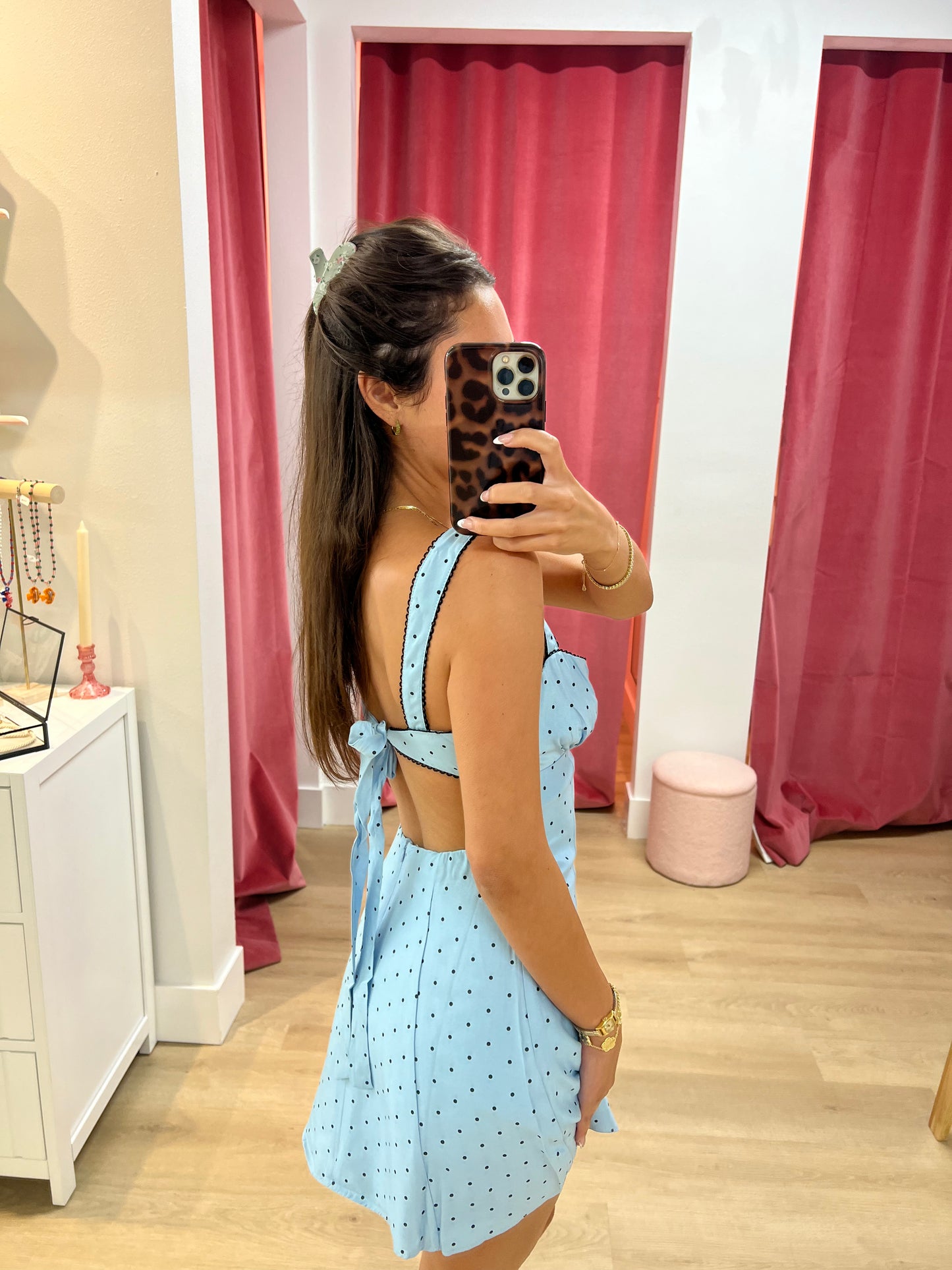 Bailey Polka Dot Mini Dress - Blue