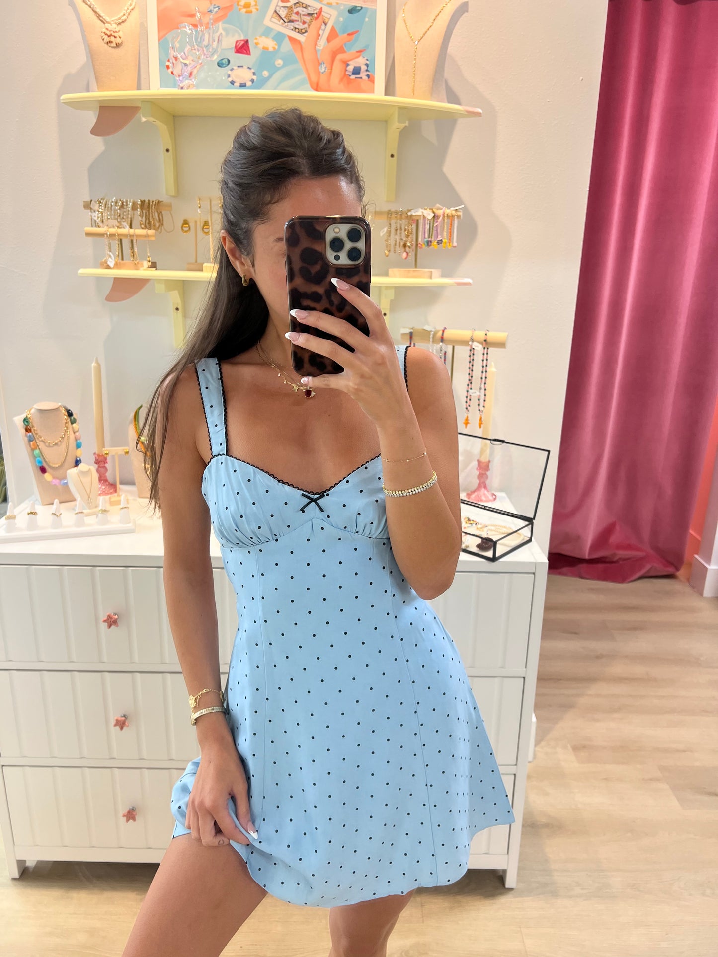 Bailey Polka Dot Mini Dress - Blue