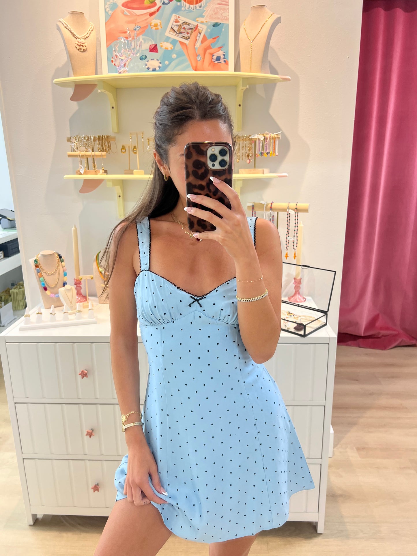 Bailey Polka Dot Mini Dress - Blue