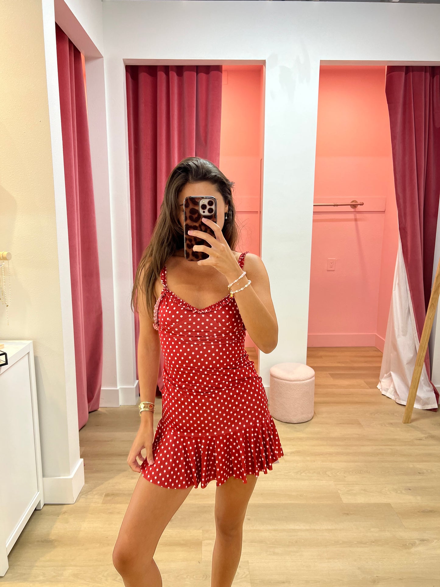 Joelle Polka Dot Ruffle Mini Dress