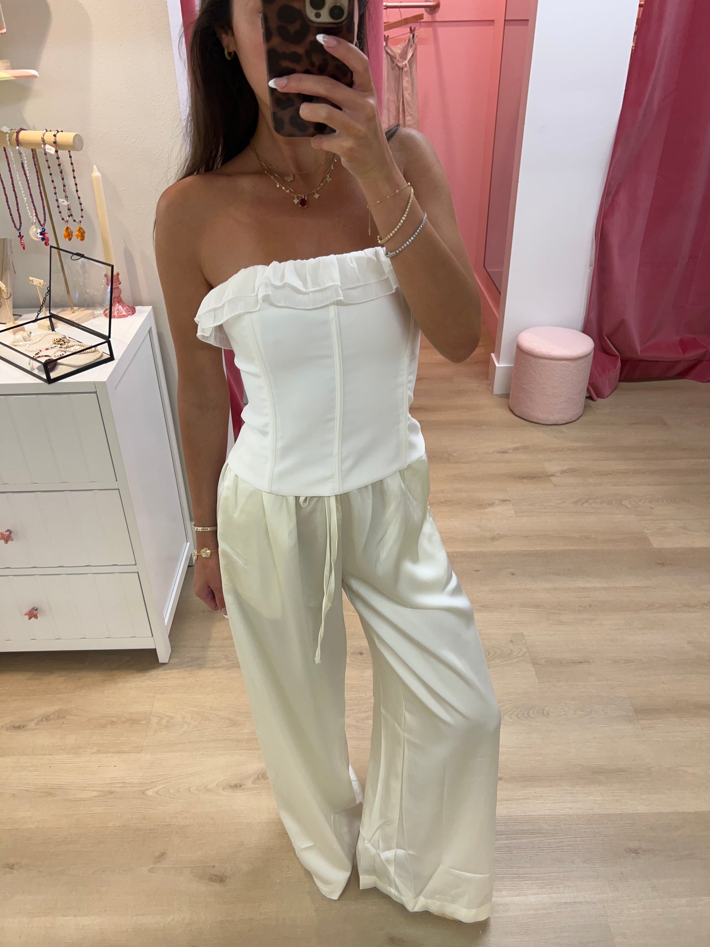 Brie Satin Pants - White