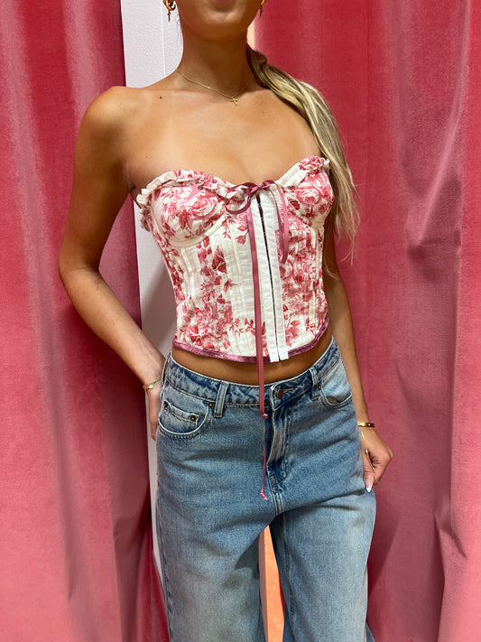 Maeve Floral Corset Crop Top