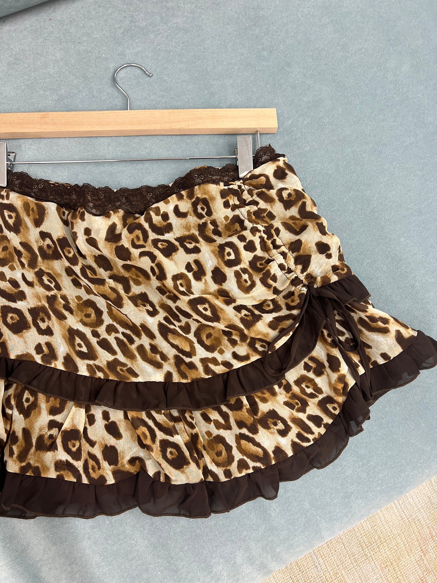 Zariah Chiffon Leopard Print Mini Skirt