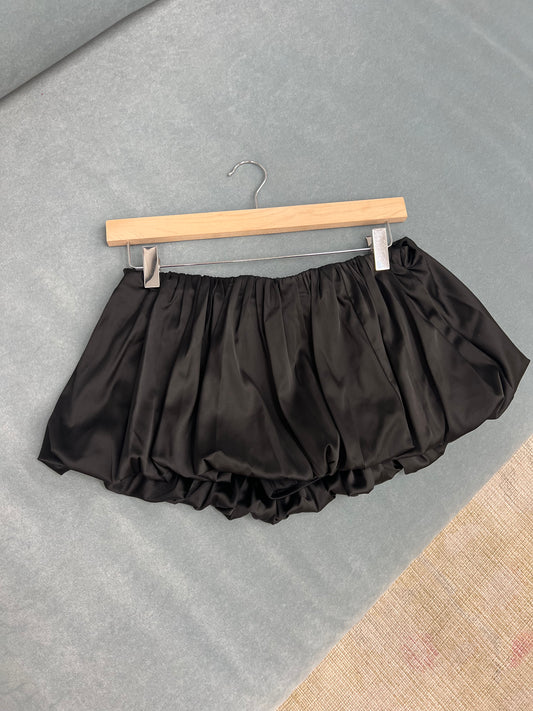 Satin Bubble Skort in Black