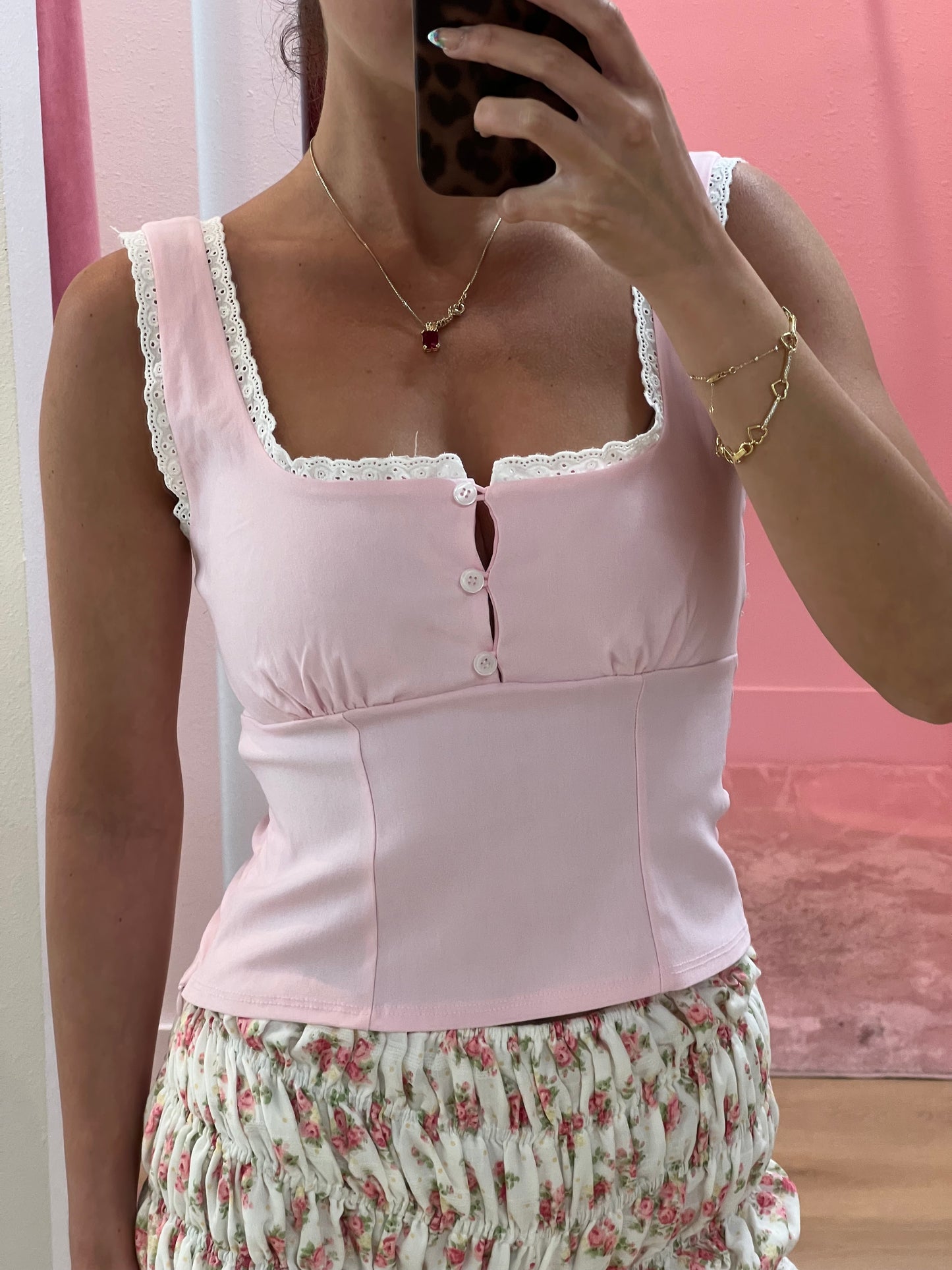 Callie Eyelet Trim Top