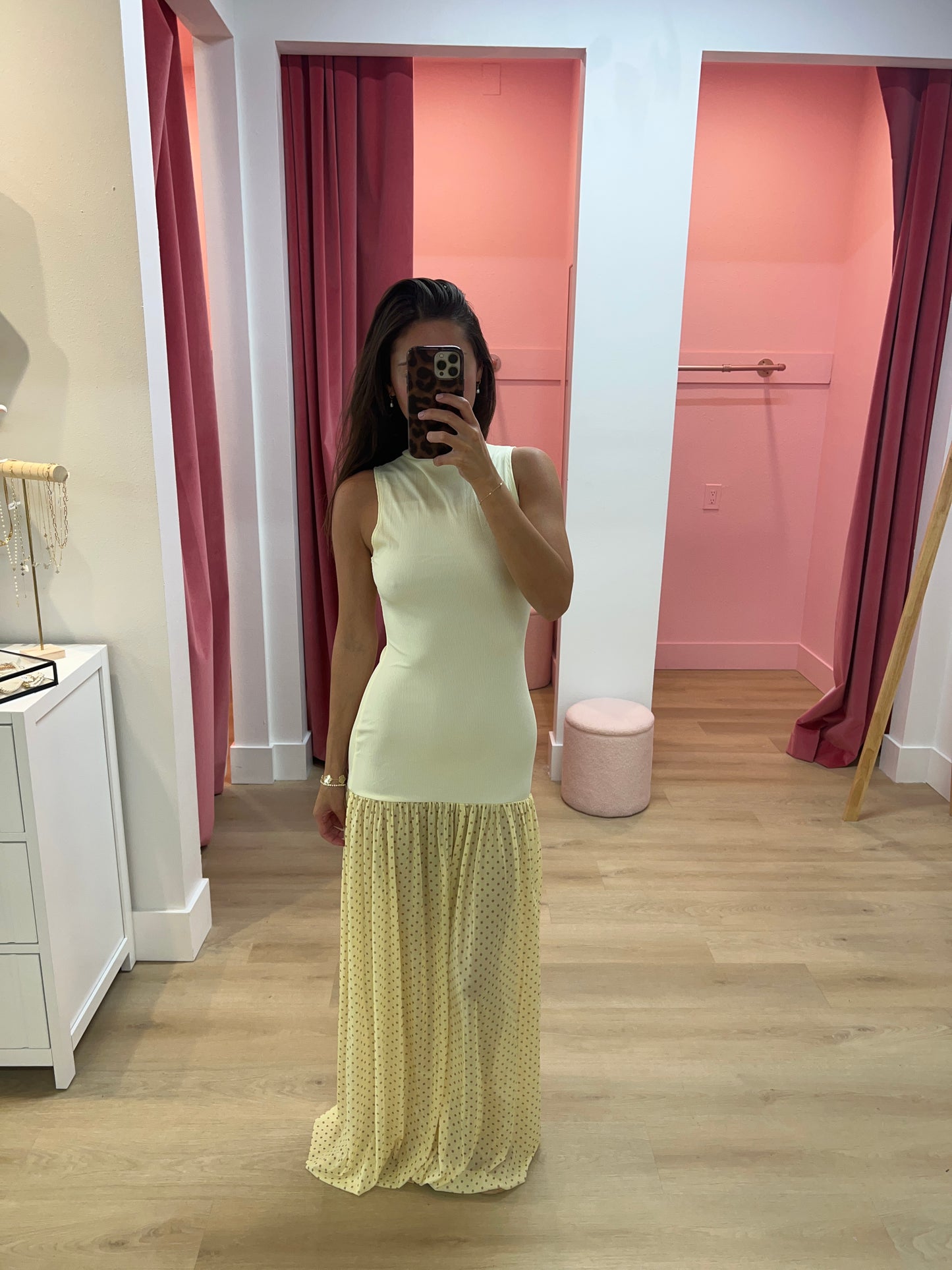 Ria Maxi Dress with Sheer - Yellow