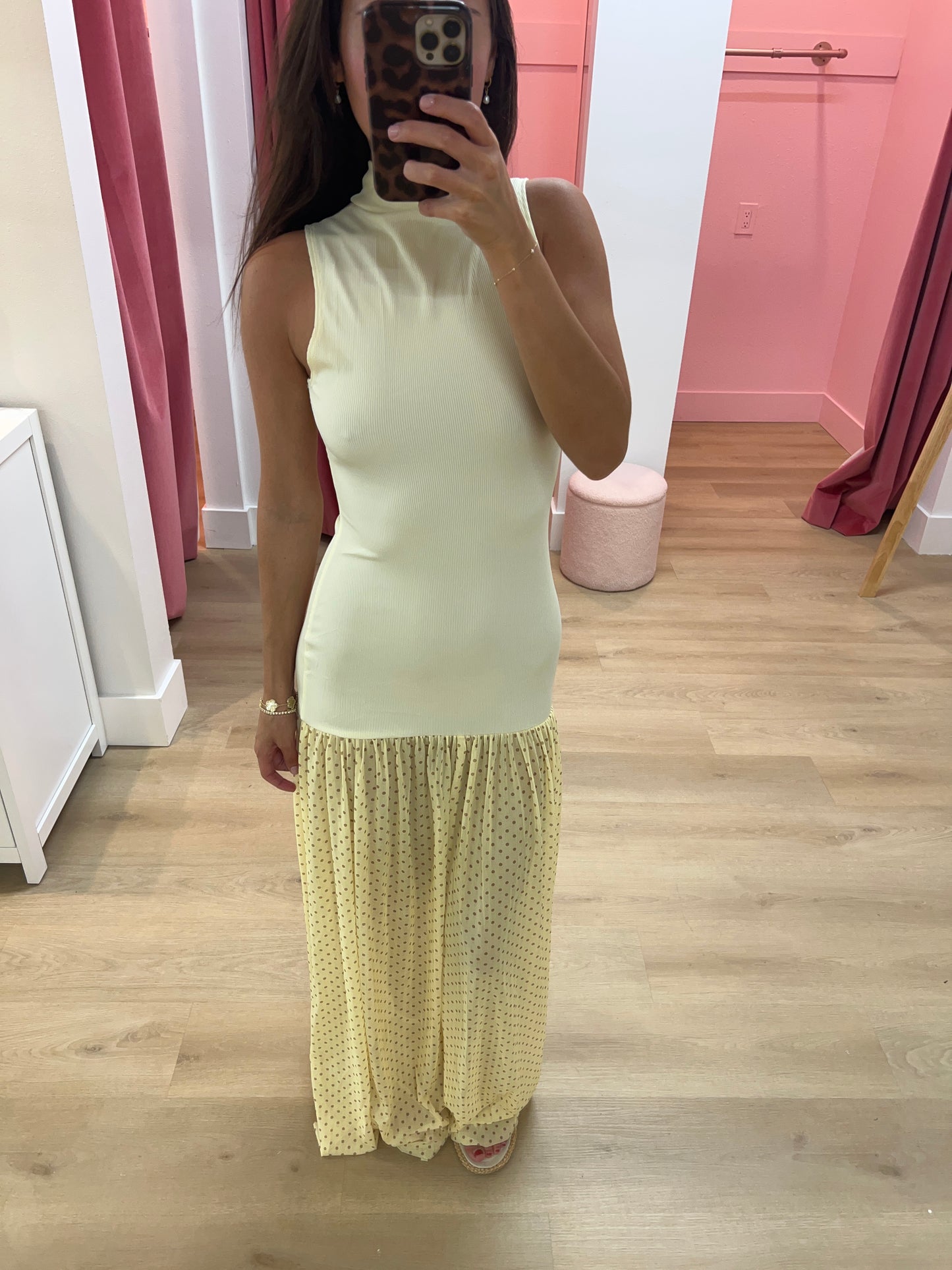 Ria Maxi Dress with Sheer - Yellow