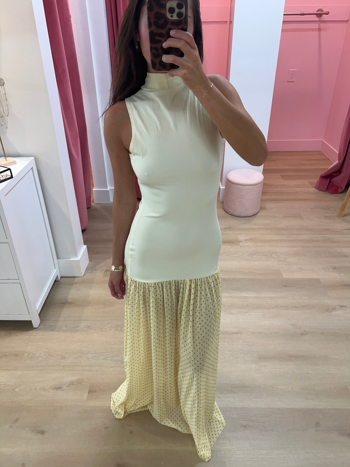 Ria Maxi Dress with Sheer - Yellow