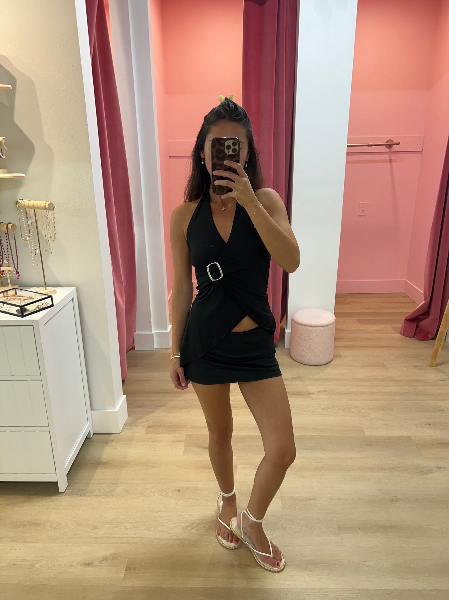 Judy Asymmetrical Tank with Buckle - Black