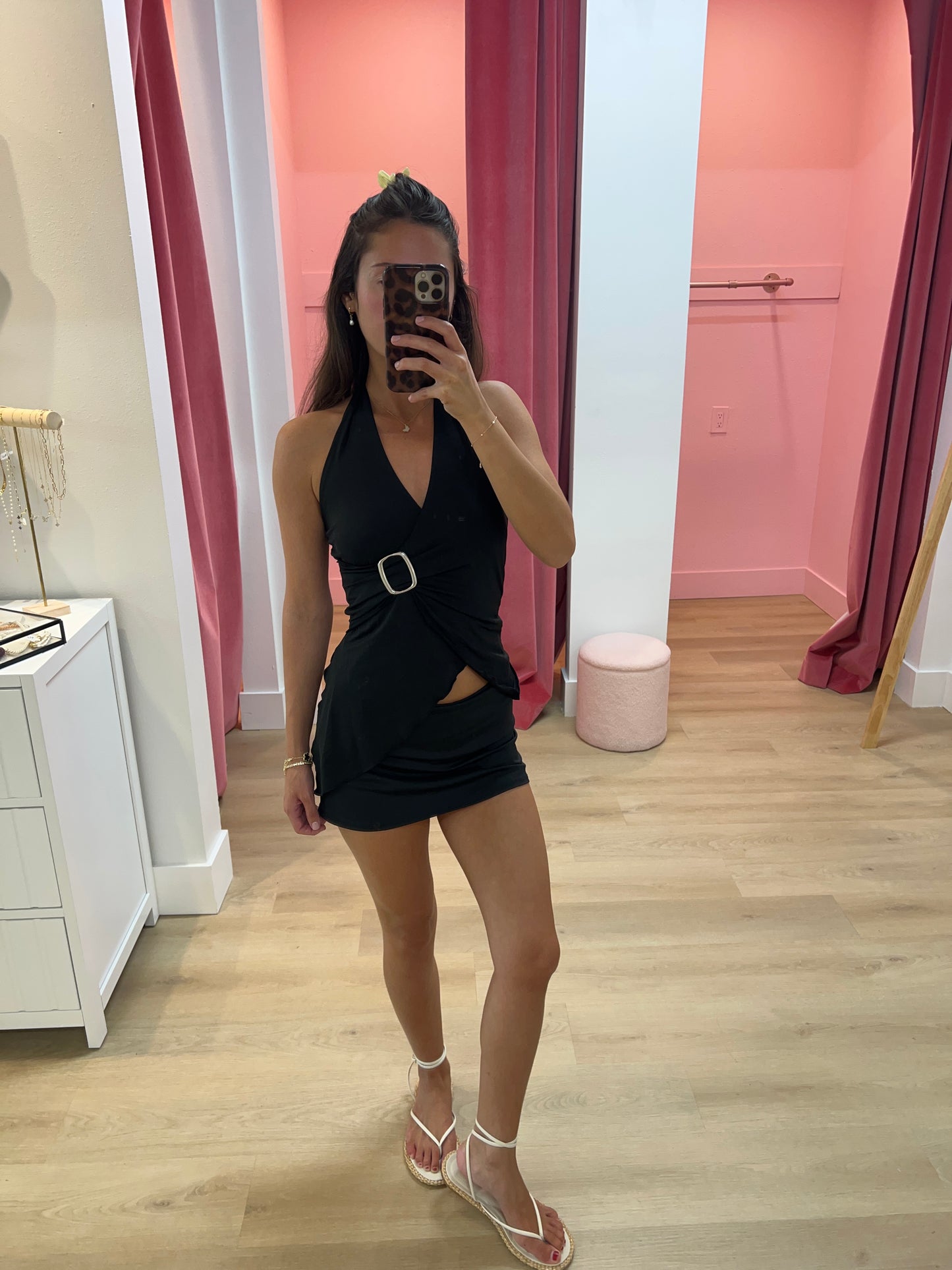 Judy Asymmetrical Tank with Buckle - Black
