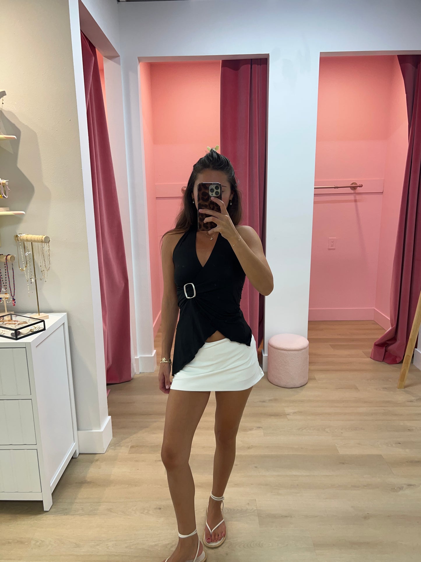 Judy Asymmetrical Tank with Buckle - Black