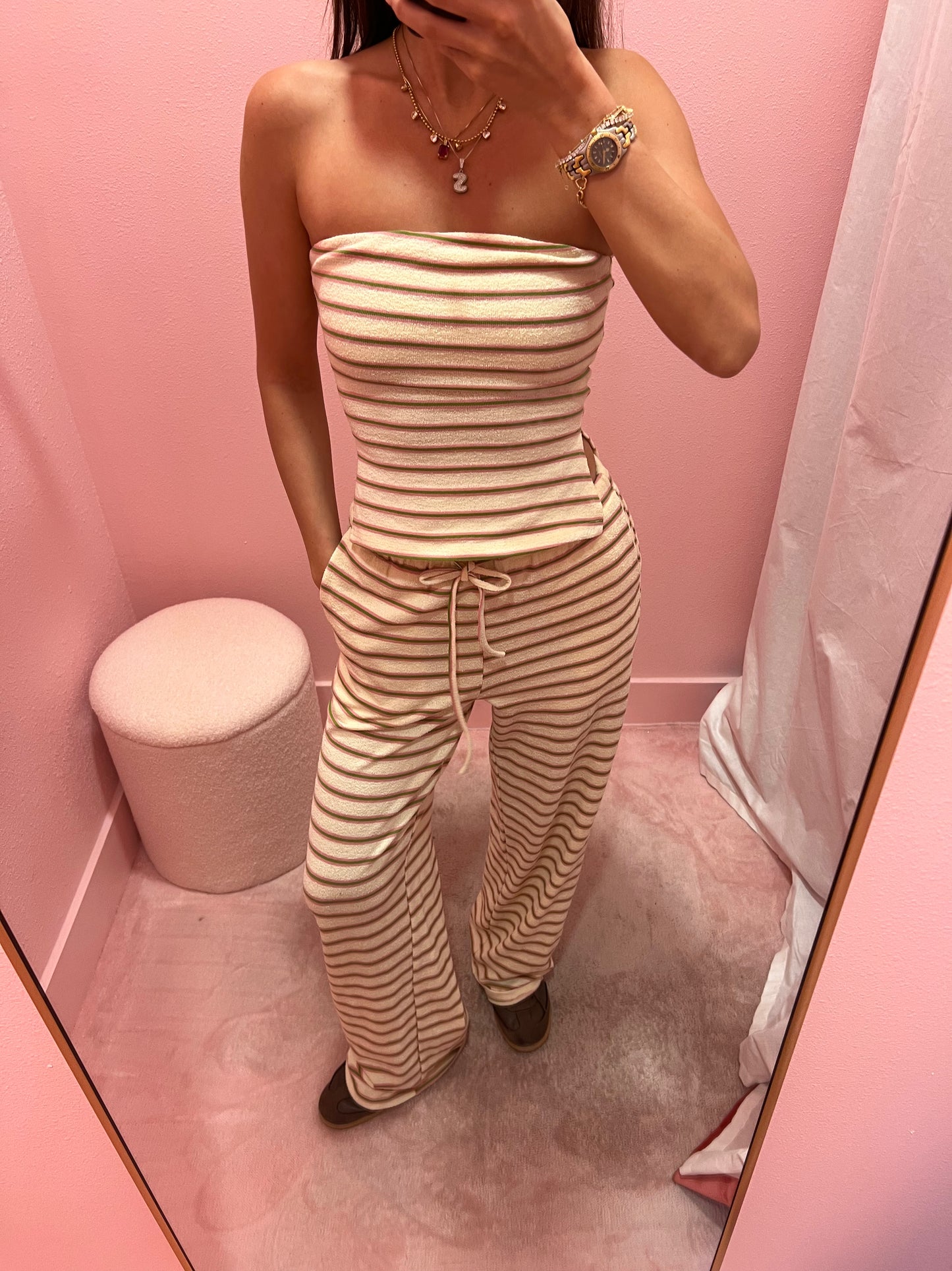 Kalani Striped Drawstring Wide Leg Pants