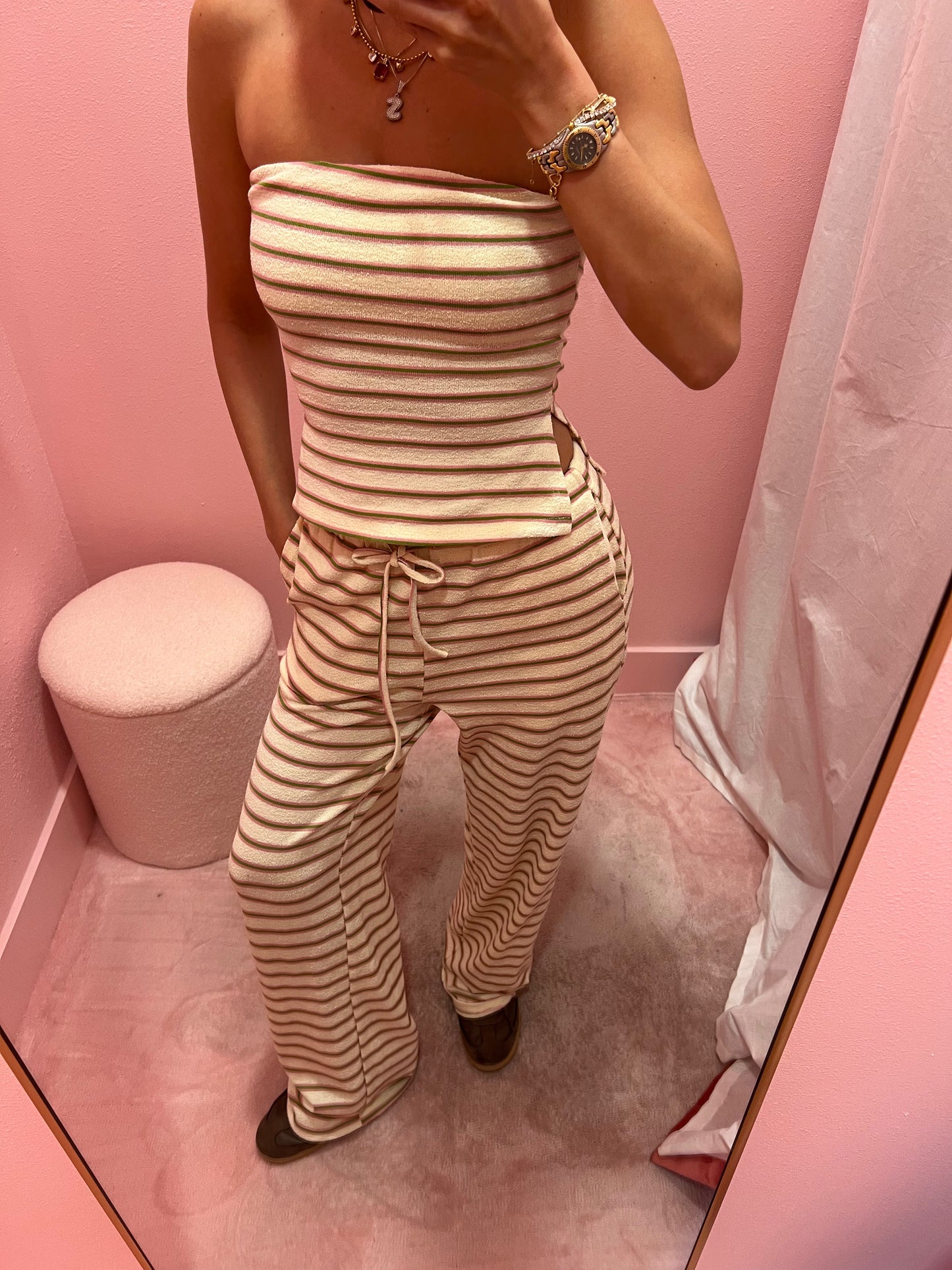Kalani Striped Drawstring Wide Leg Pants