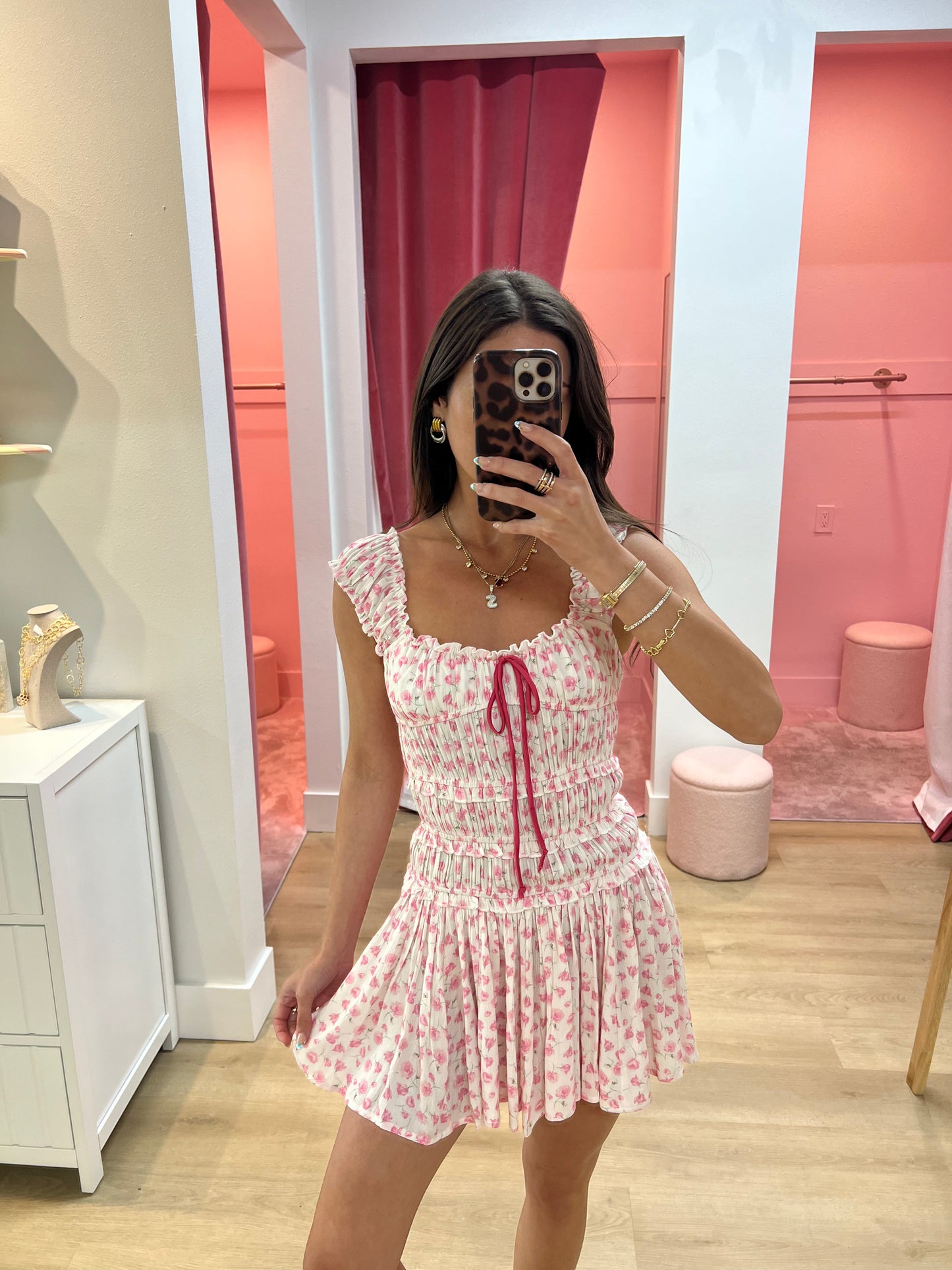 Aaliyah Ditsy Floral Smocked Mini Dress