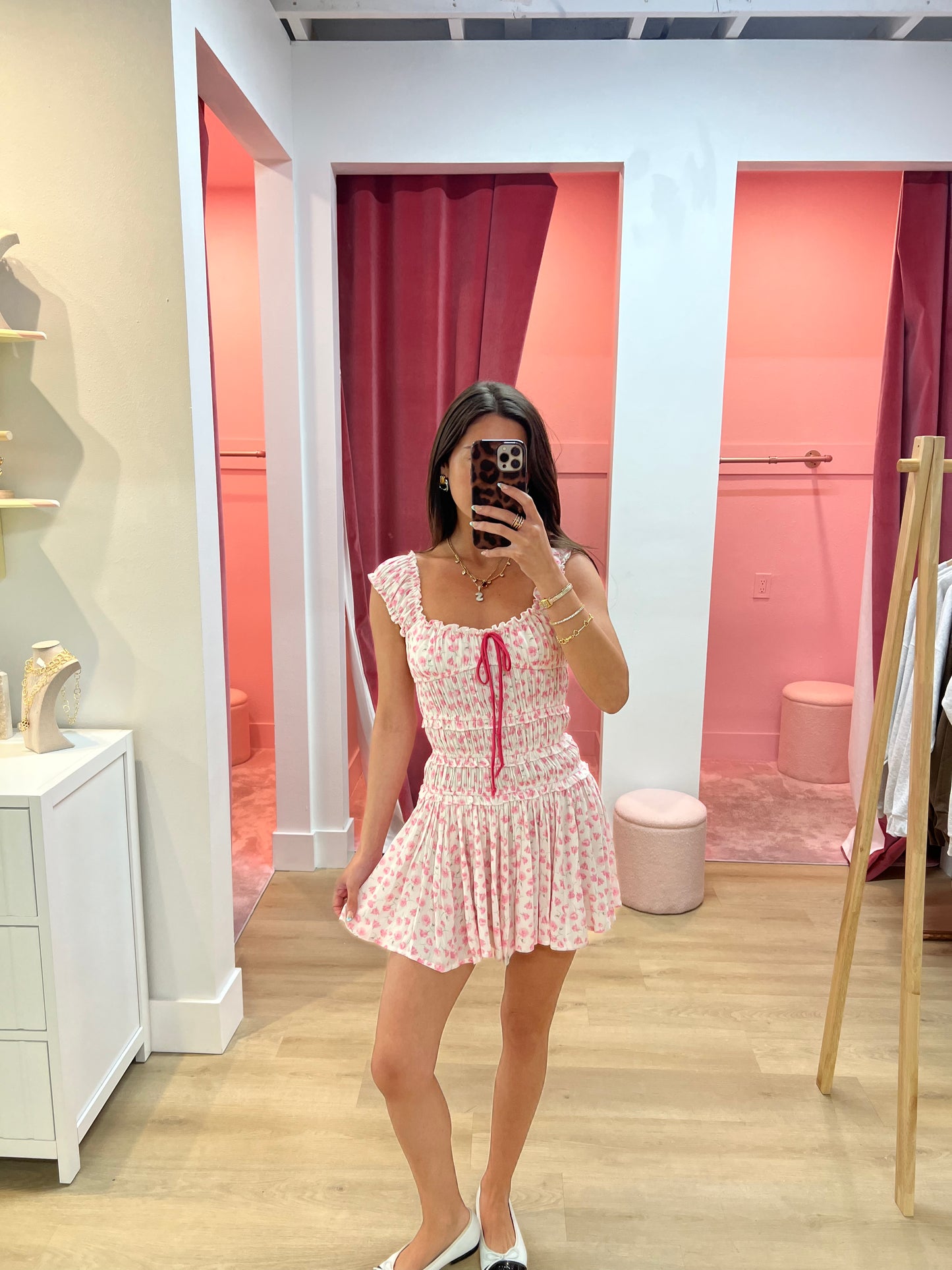 Aaliyah Ditsy Floral Smocked Mini Dress