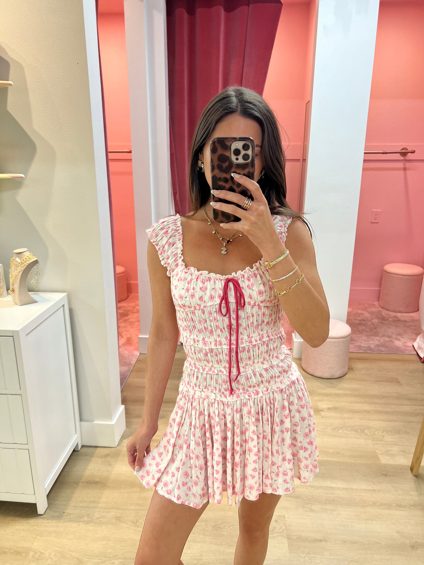 Aaliyah Ditsy Floral Smocked Mini Dress