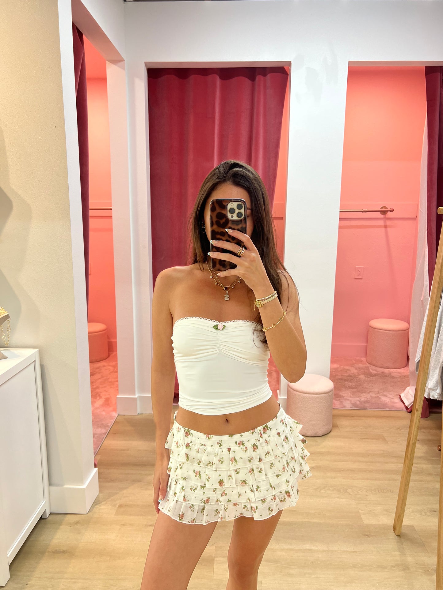 Vivi Flower Point Tube Crop Top