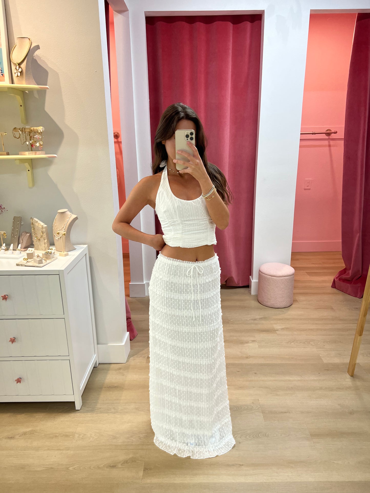 Lillian White Dotted Halter Top