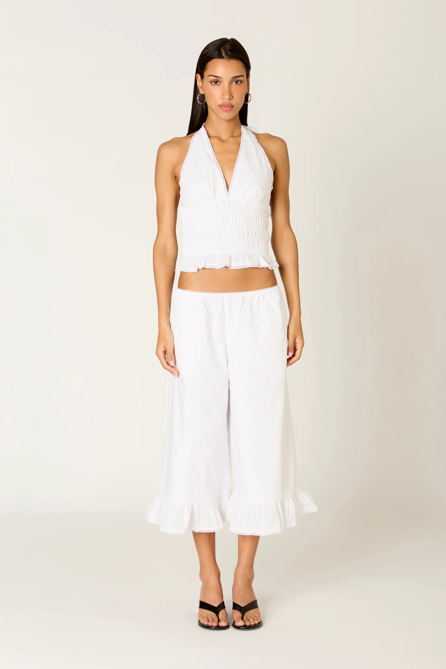 Felicity Halter Top - White Eyelet