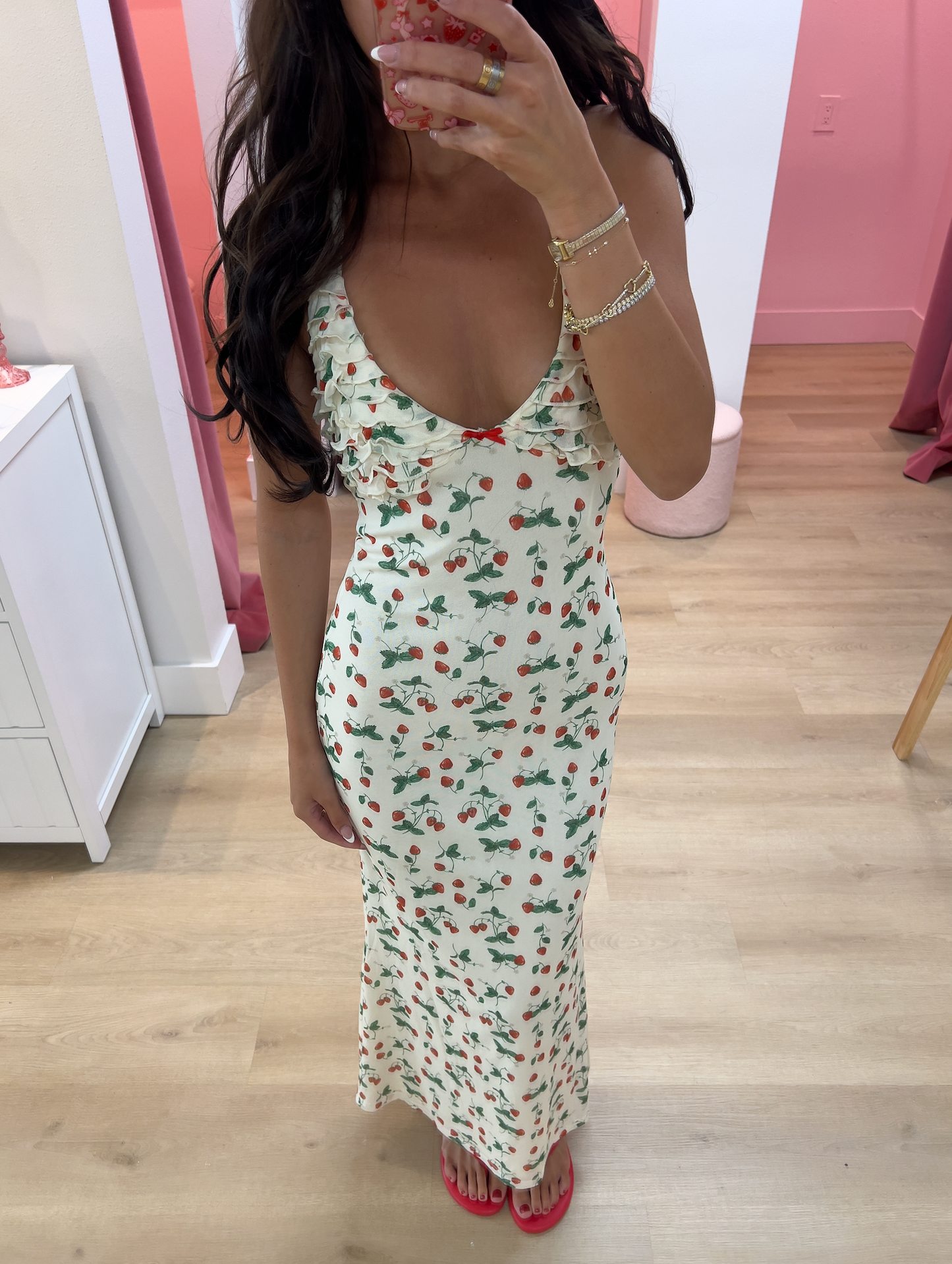 Zoey Halter Strawberry Maxi Dress