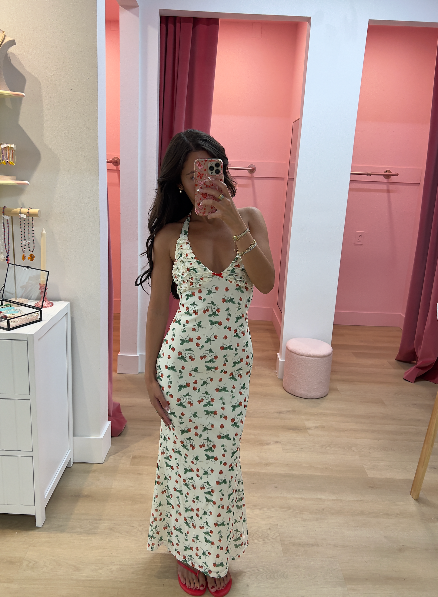 Zoey Halter Strawberry Maxi Dress