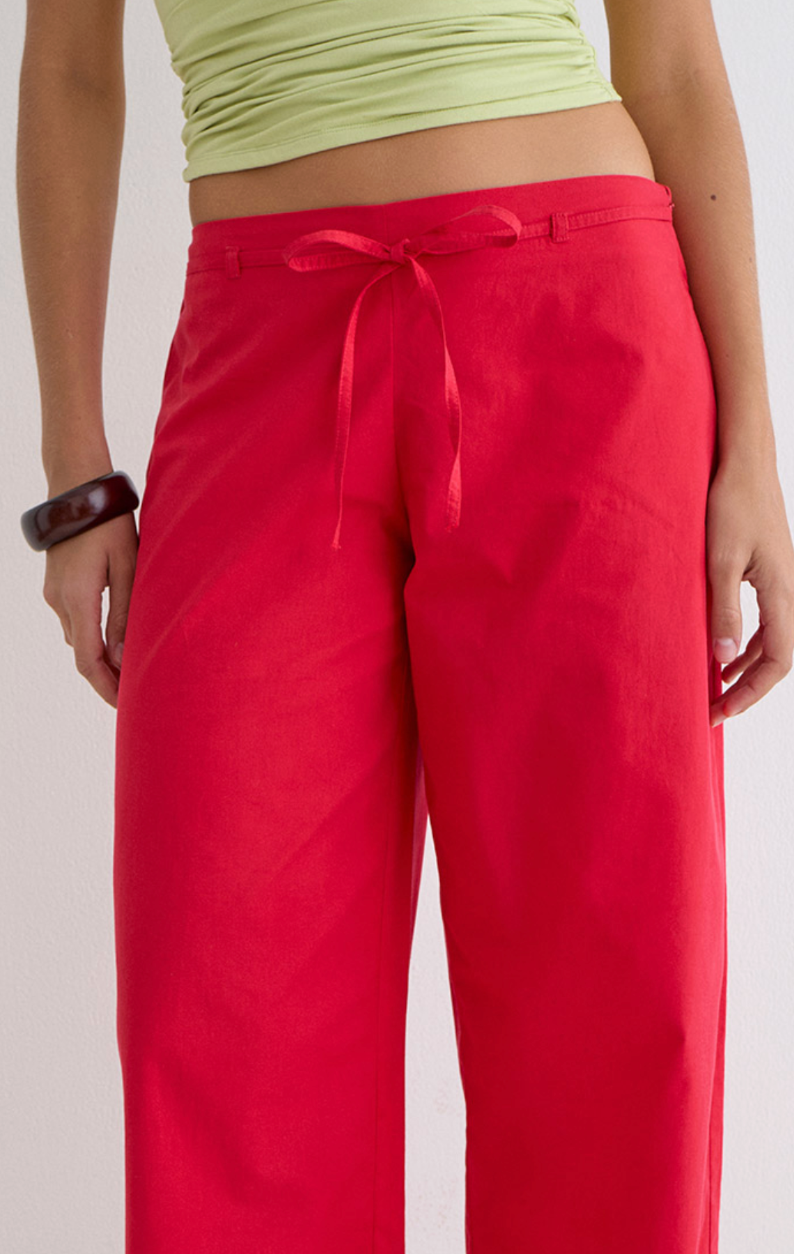 Arielle Poplin Trouser - Cherry