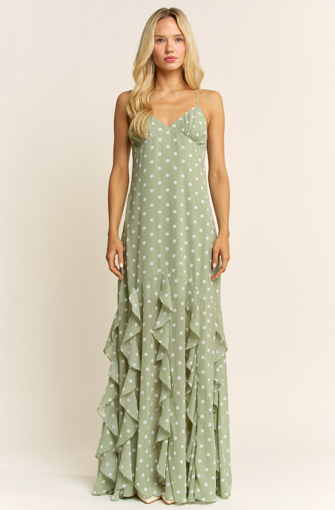 Livvy Maxi Dress - pistachio polka