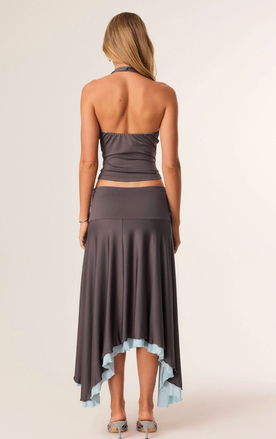 Addison Midi Skirt - Slate/ Aqua