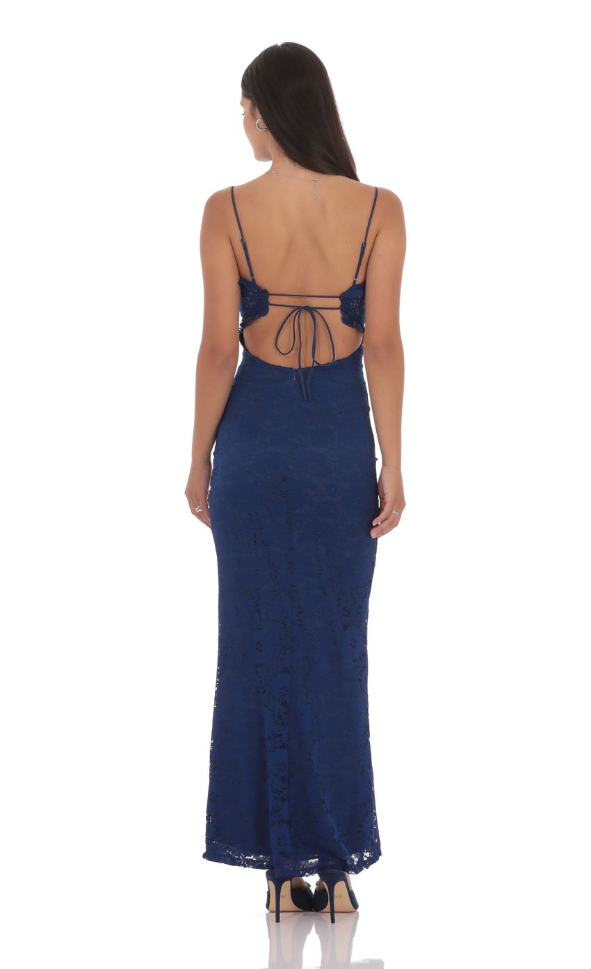 Victoria Lace Cutout Maxi Dress - Blue