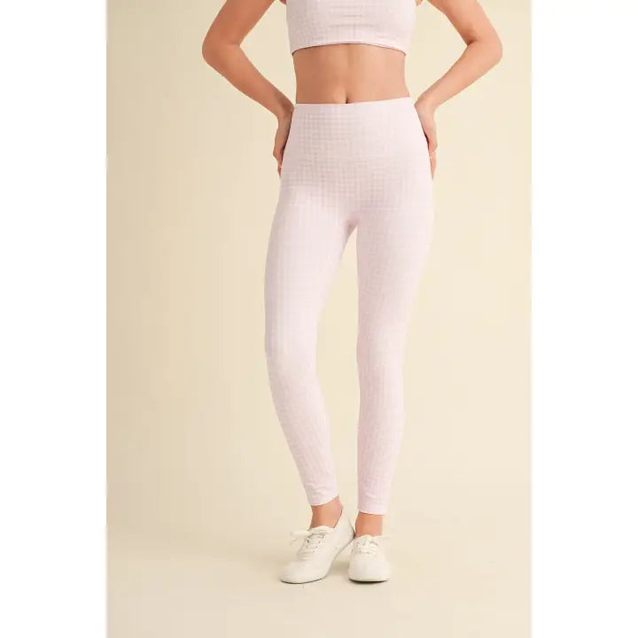 Haisley Pink Gingham High-Rise Leggings