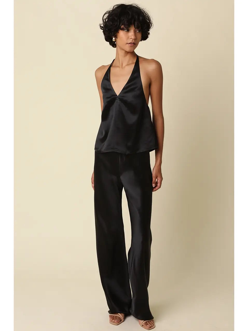 Joey Satin Pants - BLACK