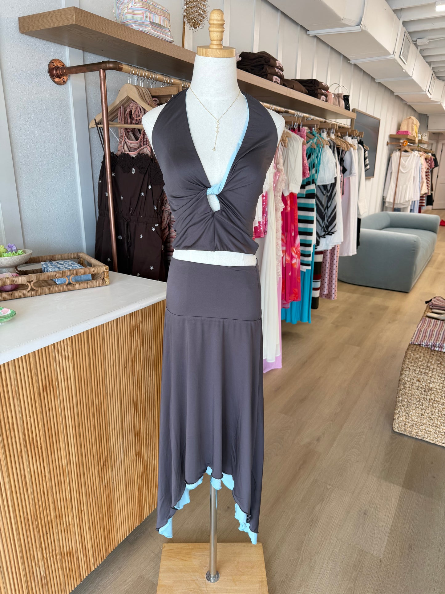 Addison Top - Slate/ Aqua