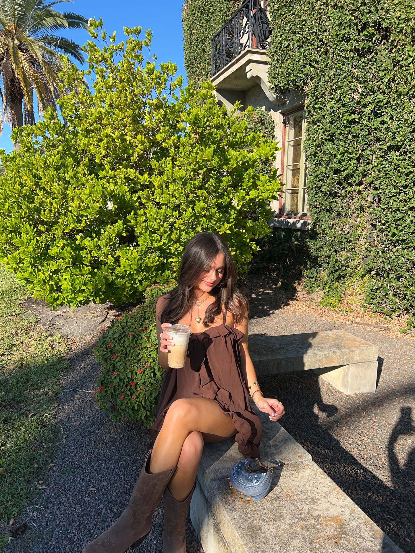 KRISTIA MINI DRESS - CHOCOLATE