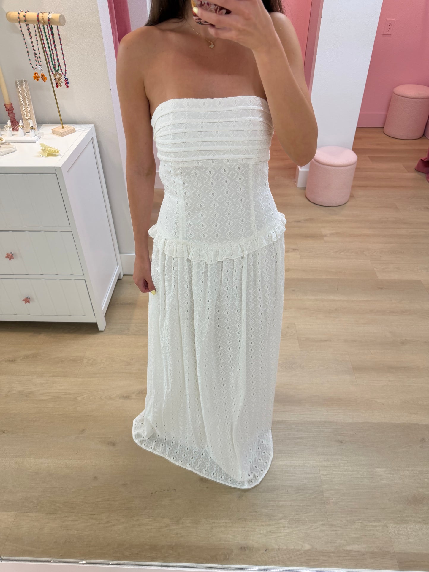 Ophelia Strapless Maxi Dress - WHITE