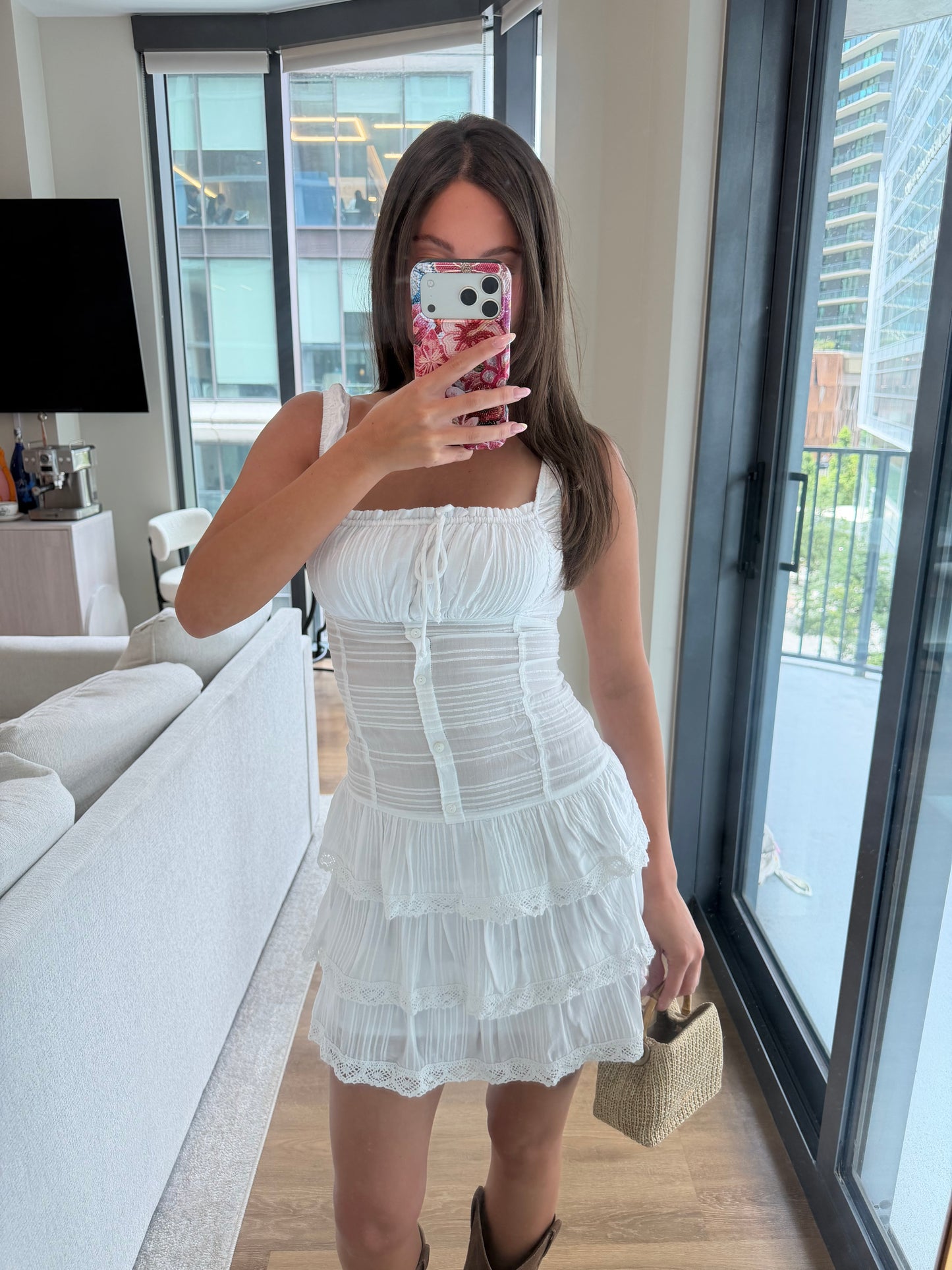 Khloe Tiered Ruffle Dress - White