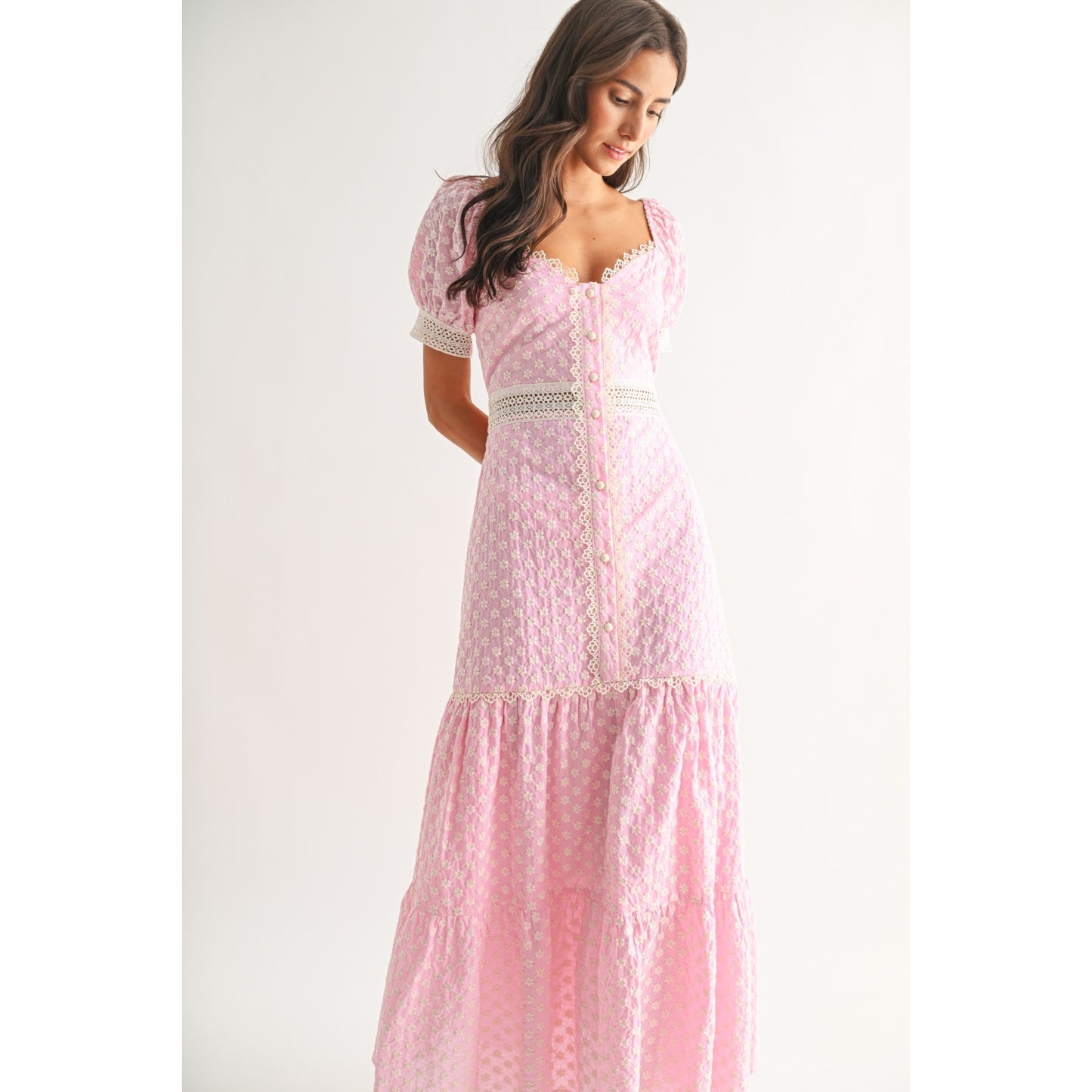Presley Lace-Trimmed Maxi Dress - Pink