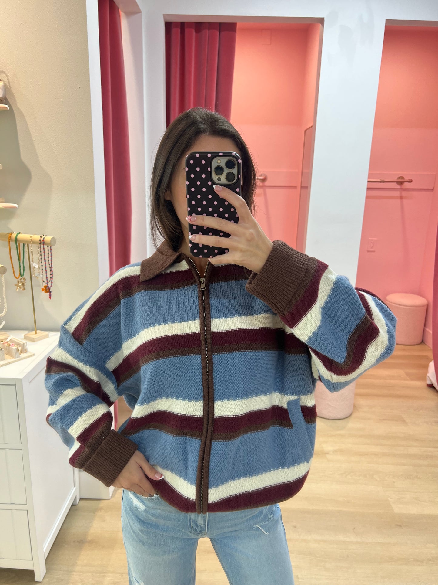 Amelia Zippered Sweater Cardigan