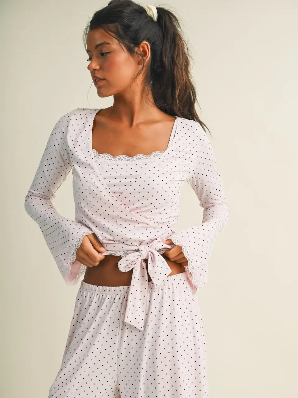 Après Pilates Wrap Top - Blush Dot