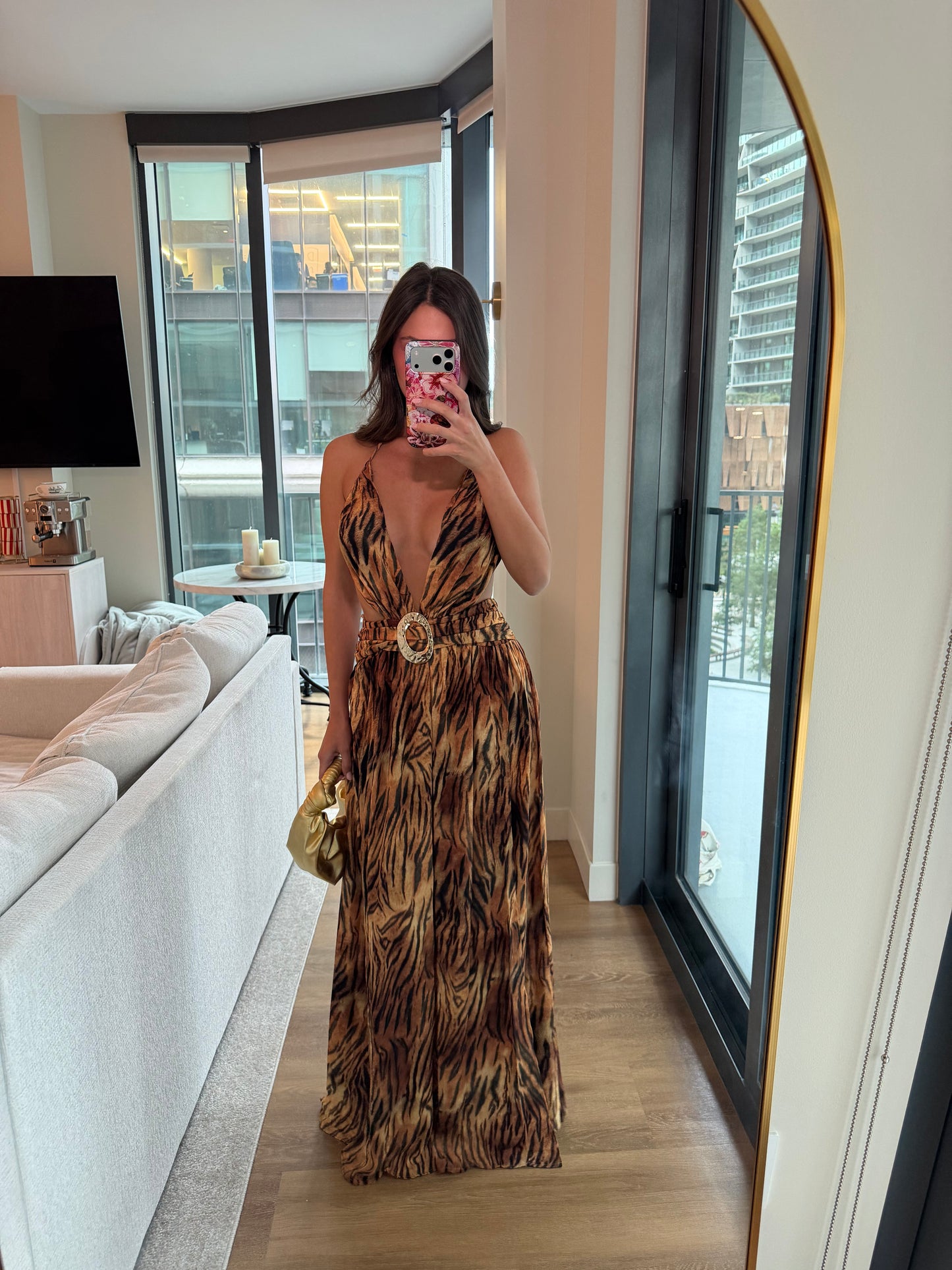Tigress Plunge Maxi Dress