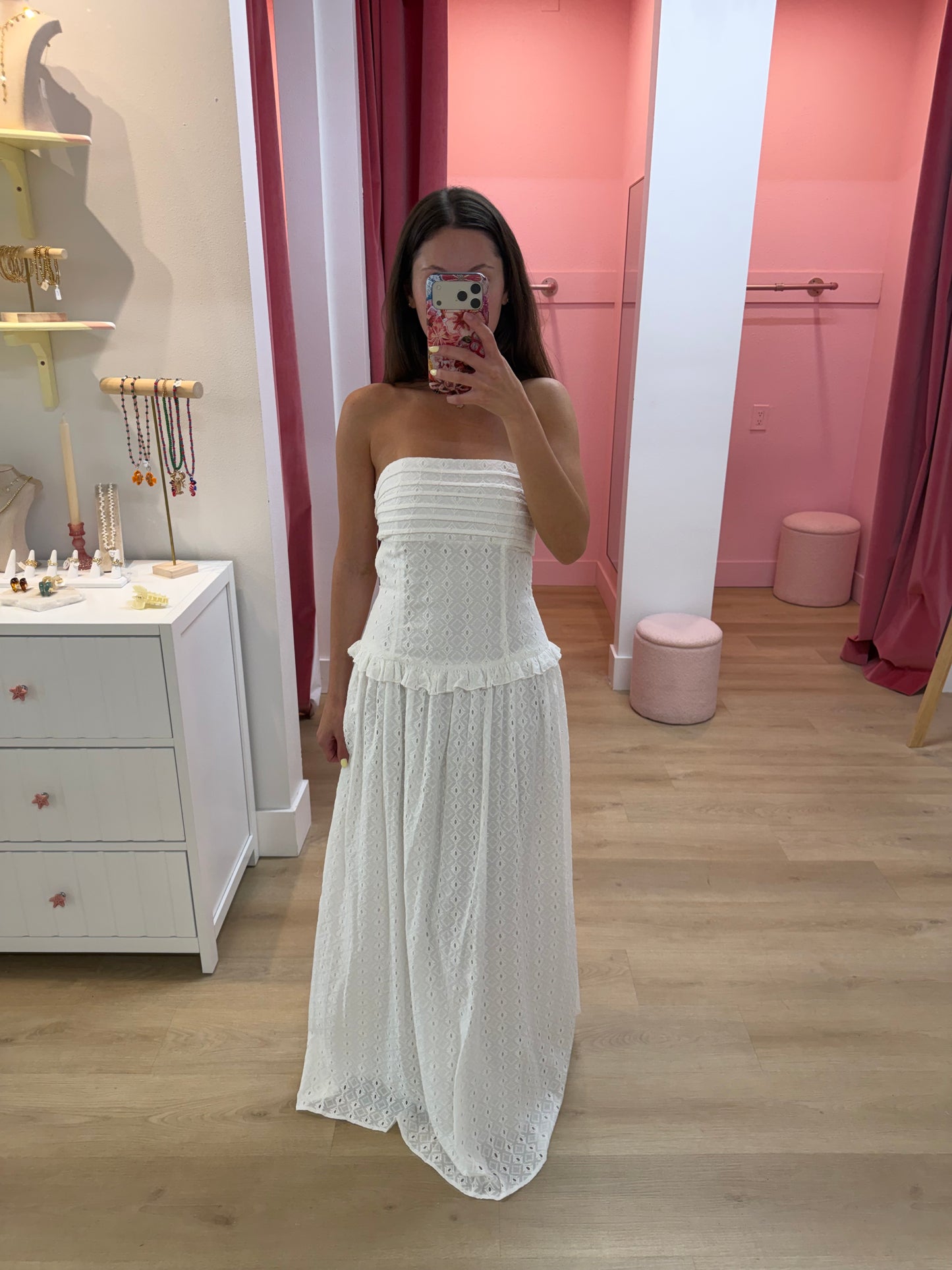 Ophelia Strapless Maxi Dress - WHITE