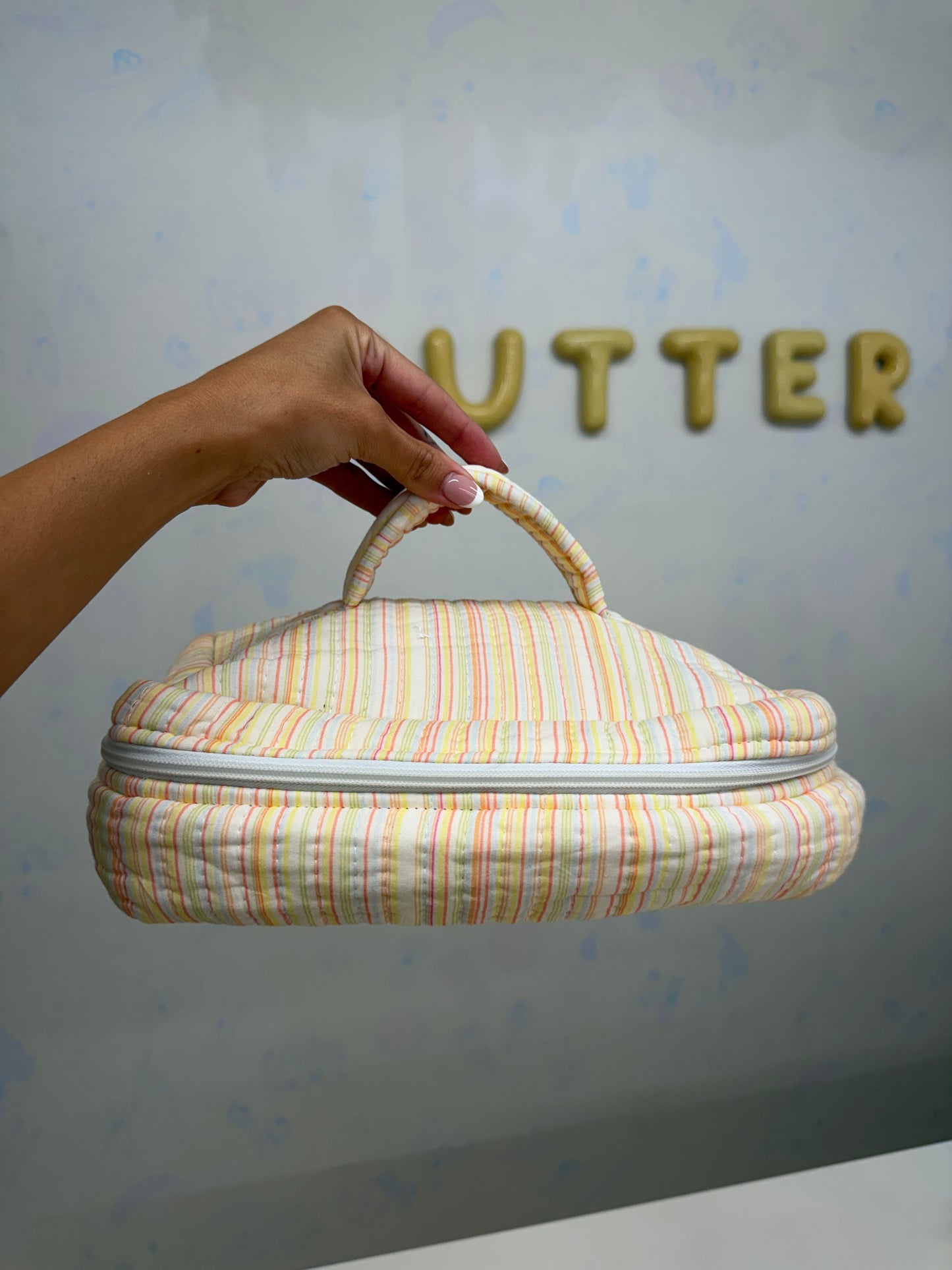 Quilted Makeup Bag - Pool Party Stripes