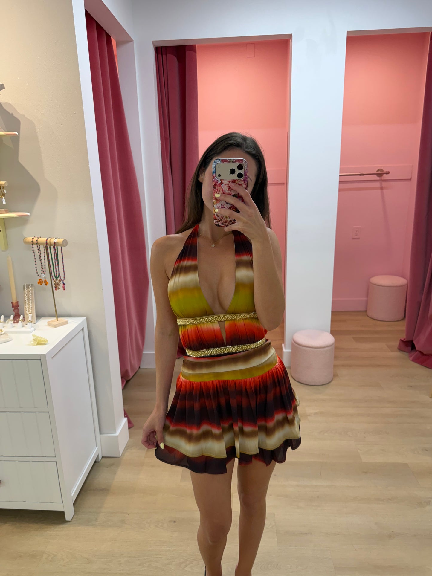 Martina Halter Plunge Mini Dress - ANABELL RED