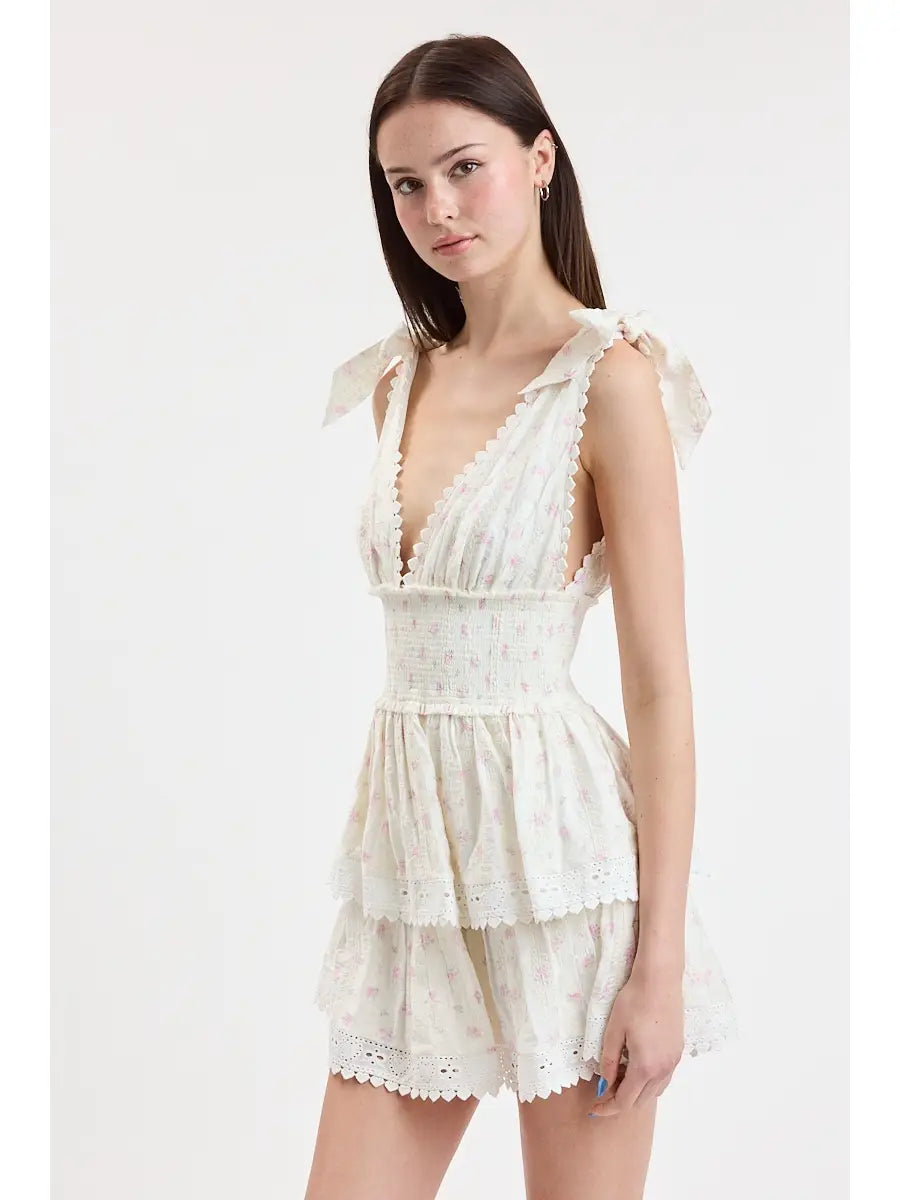 Magnolia Layered Lace Mini Dress - DITSY PINK