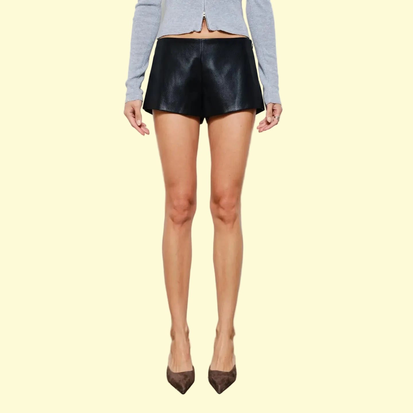 Maeve Faux Leather Black Short