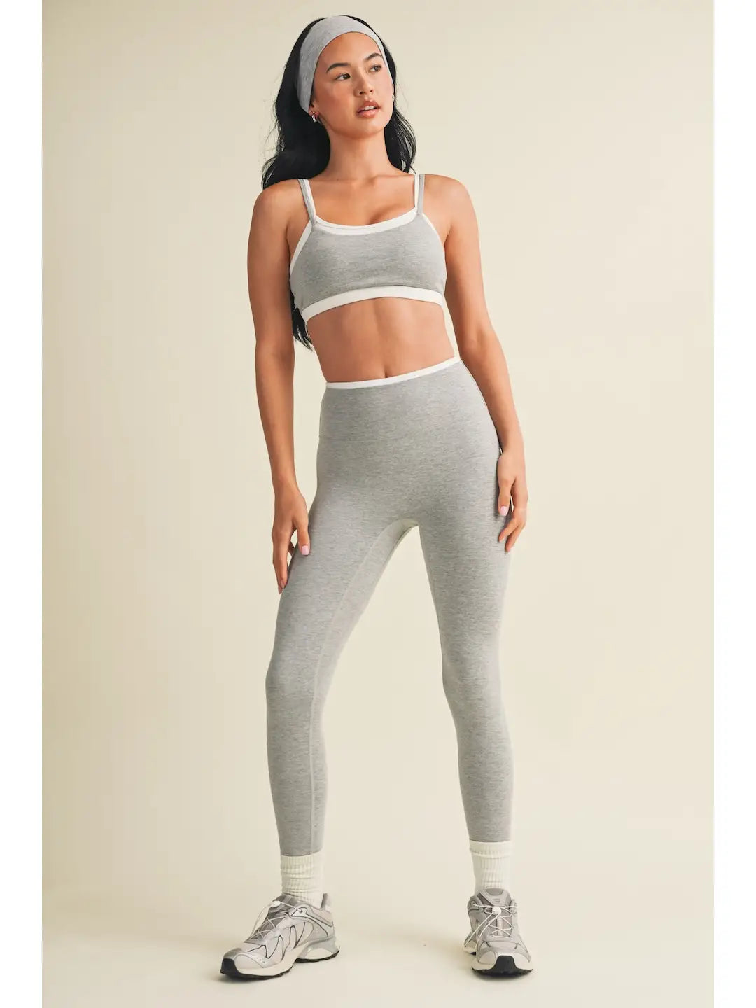 Addie Layered Sports Bra - Heather Grey