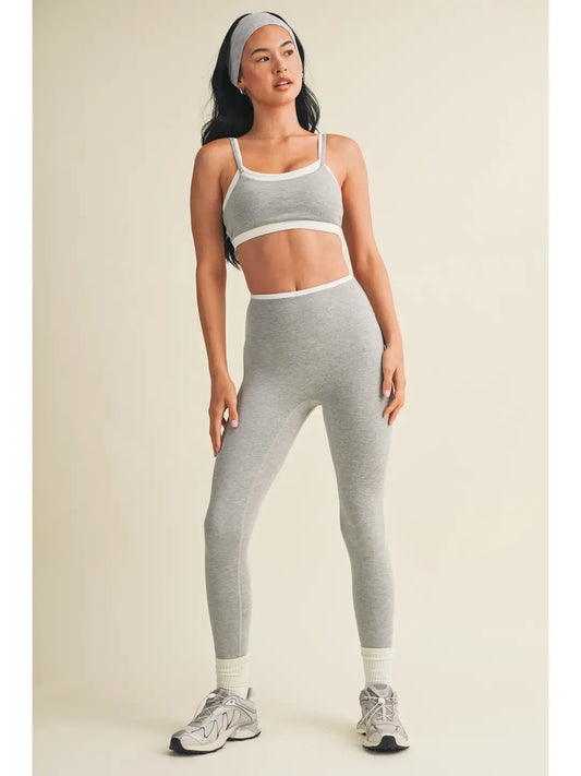 Addie Layered Sports Bra - Heather Grey