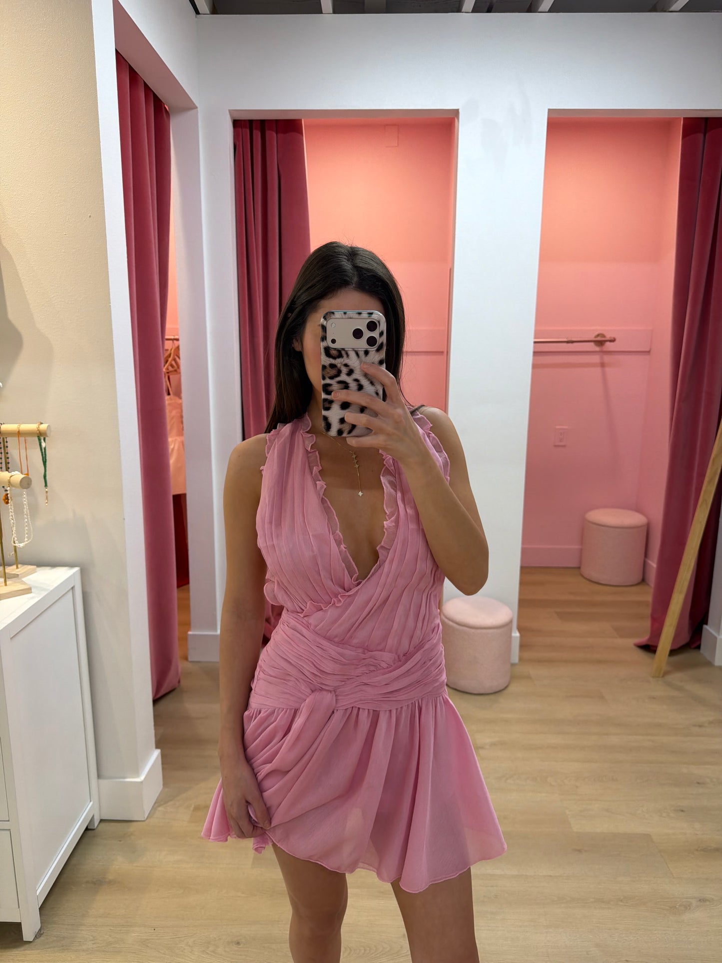 Tulip Pink Chiffon Wrap Dress