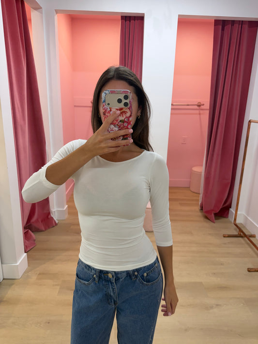 Izzy Quarter Sleeve Top - White
